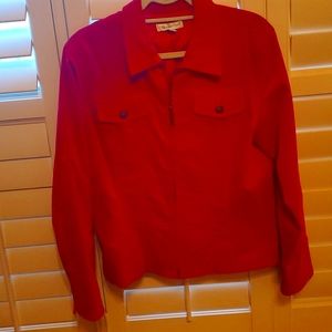 Coldwater Creek, Red velvet like zippered jacket, L
